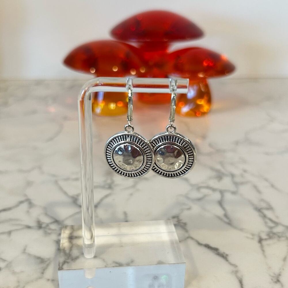 Silver Toned Circle Clasp Earrings‎